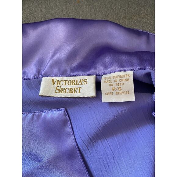 Vintage Victoria's Secret Gold Label Purple Pajama Shirt Button Up Size Small - Picture 6 of 7